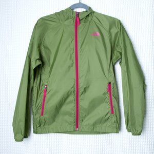 The North Face Rain Jacket Windbreaker Girl's Size L 14/16 Green Hooded